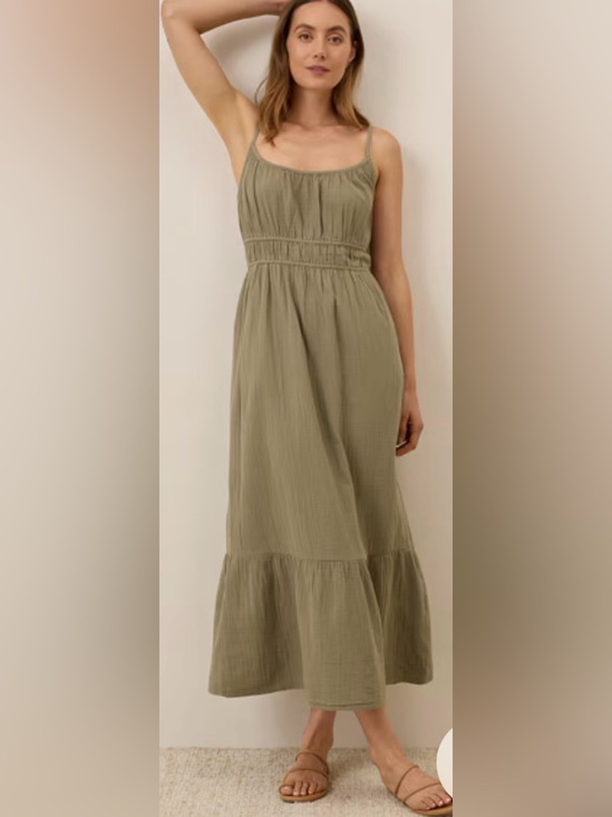 Pact Organic Dresses & Skirts - Pact Women’s Olive Green Maxi Sundress with Spaghetti Straps